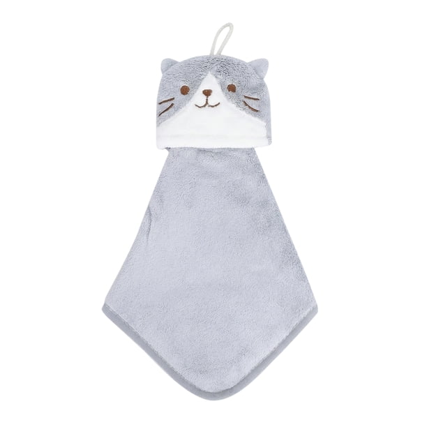REGALWOVEN 1 Paquete Toalla de Mano Colgante de Animal, Suave Absorbente de Secado Rápido, Toalla Decorativa Linda para Cocina, Baño Gato Gris 15" x 8"