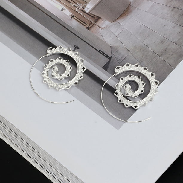 Vintage Heart-Shaped Spiral Earrings - Exaggerated Large Swirl Gear Earrings for Women & Girls