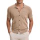 thumbnail image 5 of INSPIRE CHIC Camisa de punto para hombre de regreso a clases con botones, manga corta, ligera, casual, de verano, polo tejido, talla L, beige, 5 of 6