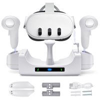 Base De Carga Aaronmei Para Baterías De Controlador Y Auriculares Quest 3 Blanco