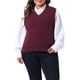 thumbnail image 1 of Agnes Orinda Chaleco de Suéter Talla Grande para Mujeres Cuello en V Chalecos de Punto Sólido Clásico Sin Mangas Suéteres Tops 1X Burdeos, 1 of 6