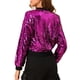 thumbnail image 3 of INSPIRE CHIC Chaqueta de Mujer con Lentejuelas Cierre de Cremallera Bolsillos Ocultos Chaqueta Bomber S Fucsia, 3 of 8