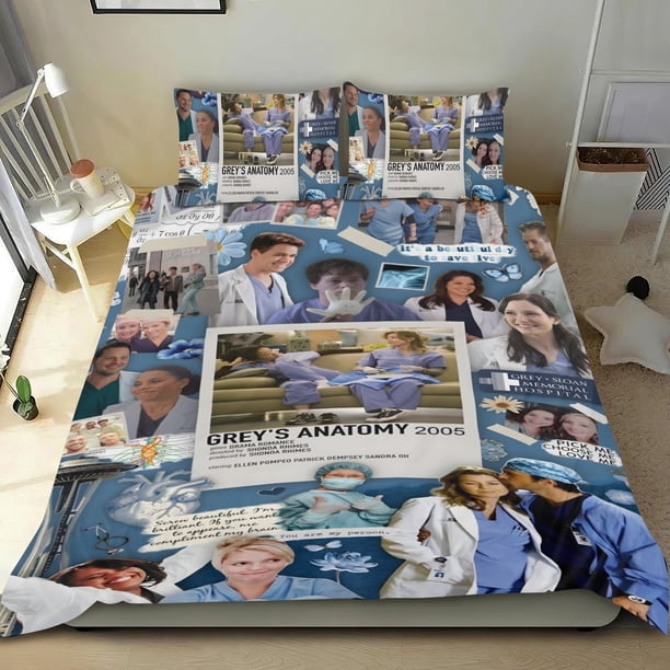 Anatomía de Grey Conjunto de sábanas temático, trío de piezas, cómodo y amigable con la piel, diseño único, regalo de decoración para el hogar para familiares, amigos y fans,140cm *210cm