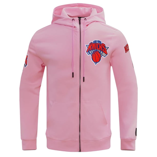 Sudadera con capucha para hombre Pro Standard NBA Knicks rosa de chenille con cremallera