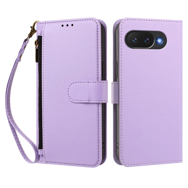 Funda Tipo Billetera para Google Pixel 10A con Soporte y Bolsillo con Cierre Morado