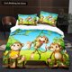 thumbnail image 1 of Monkey Duvet Cover Lovely Cartoon Animal Bedding Set for Kids Boy Girl Green Jungle Tree Polyester Quilt Cover Bed Sheets, 1 of 5