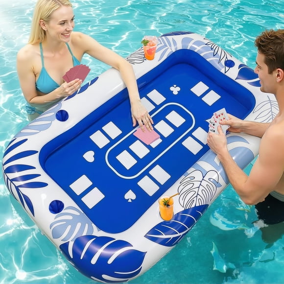 Mesa inflable AURASUN 142 cm impermeable para cartas con 6 portavasos