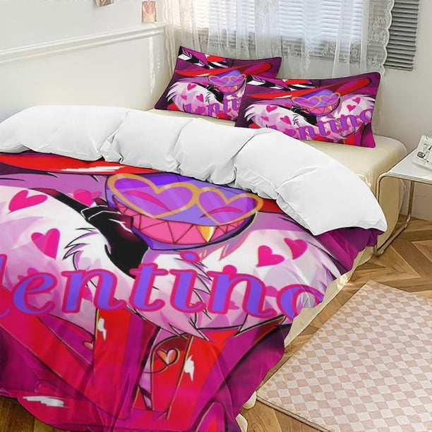 Juego de ropa de cama de microfibra con funda nórdica de plumón de Hazbin Hotel,