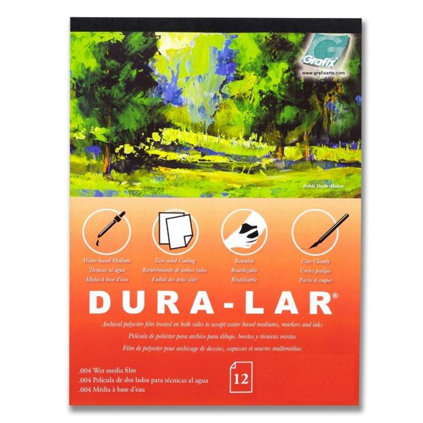 Película artística Grafix Dura-Lar, 0,004 pulgadas, 23 x 30 cm, material húmedo, 12 hojas