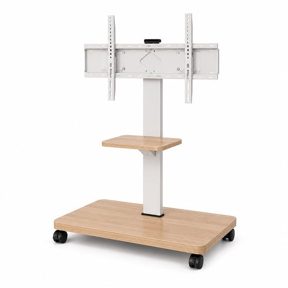 Soporte Tv Movil Con Ruedas 32 A 75 Base Pedestal en Color blanco