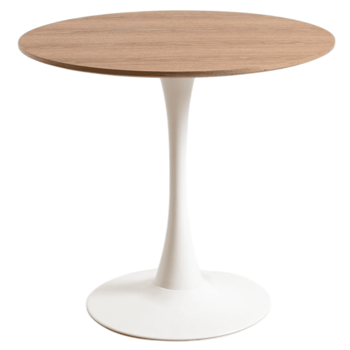 Moboi - Mesa Comedor Redonda Tulip Wood 80cm Diametro Blanca