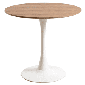Moboi - Mesa Comedor Redonda Tulip Wood 80Cm Diametro Blanca