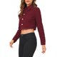 thumbnail image 4 of INSPIRE CHIC Chaqueta de Mezclilla Recortada Lavada de Primavera Verano con Botones Desgastados para Mujer de Regreso a Clases en Color Burdeos Talla S, 4 of 7
