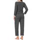 thumbnail image 3 of Conjunto de Pijama de Encaje para Mujer INSPIRE CHIC, Conjunto de 2 Piezas de Manga Larga a Rayas, Conjunto a Juego Lindo 2026 Otoño Invierno XL Negro, 3 of 6