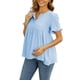 thumbnail image 4 of INSPIRE CHIC Camisetas de Maternidad Casual de Mujer con Cuello Redondo, Mangas con Volantes, Botones, Babydoll, Ajuste Suelto, Peplum, Talla S Azul, 4 of 6