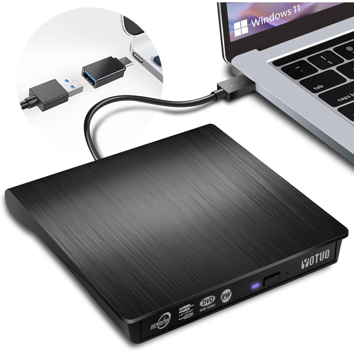 Unidad Externa Cd Dvd Yotuo Usb 3.0 Typec Grabadora