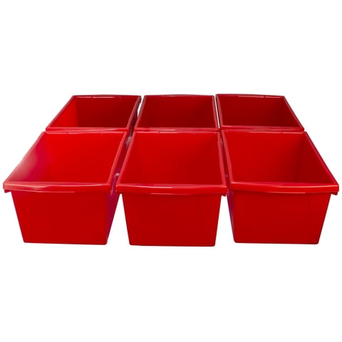 Contenedor De Almacenamiento Storex Paquete De 6 Organizadores Plásticos Rojos De 21L