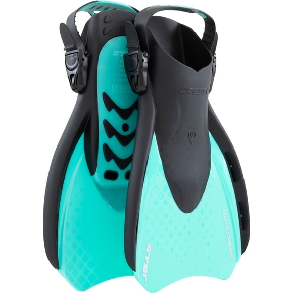 Fins Cressi Star, corto, ajustable, con tacón abierto, negro y verde aguamarina, XS