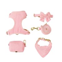 Xusx111 - 5 Paquete Lindo Pequeño Arnés De Perro Cuello Y Correa Con Corbata, Transpirable Malla Suave Acolchado Arnés De Cachorro, Arnés De Perro Rosa Para Fiestas, Reuniones De Vacaciones Y Regalos,