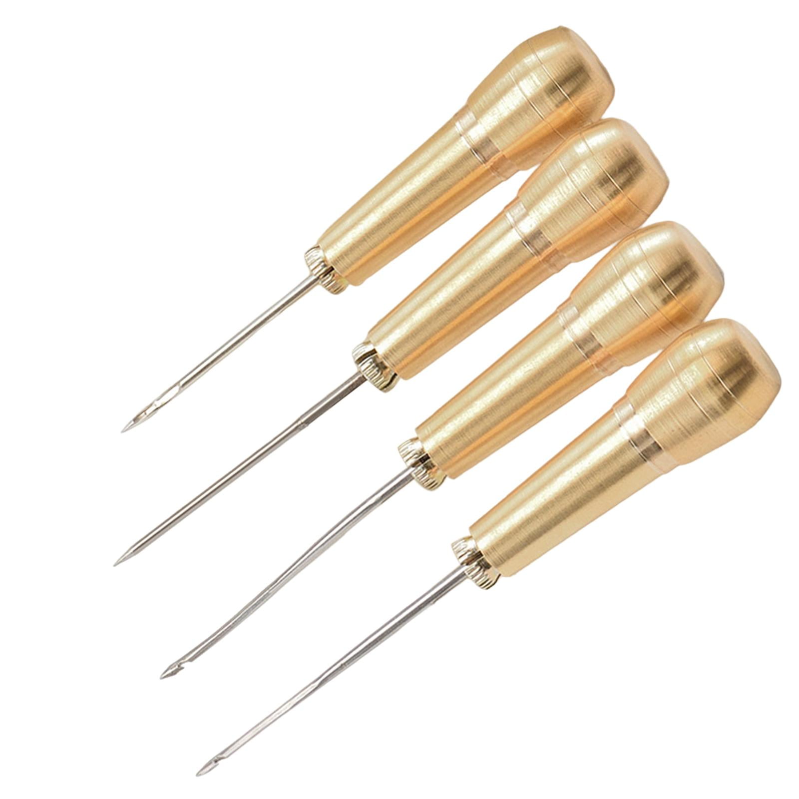 Bothyi - 4 Uds Punzón De Costura Con Mango De Cobre Reparación De Zapatos Herramientas De Costura De Lona Kit De Herramientas