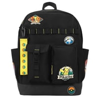Mochila Bioworld Pokémon Con Parches De Personajes 48 Cm Negra