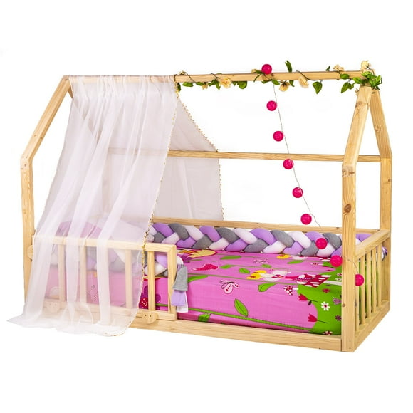 Cama para niños, Base Cama Casita bv de madera - 1,5 plaza