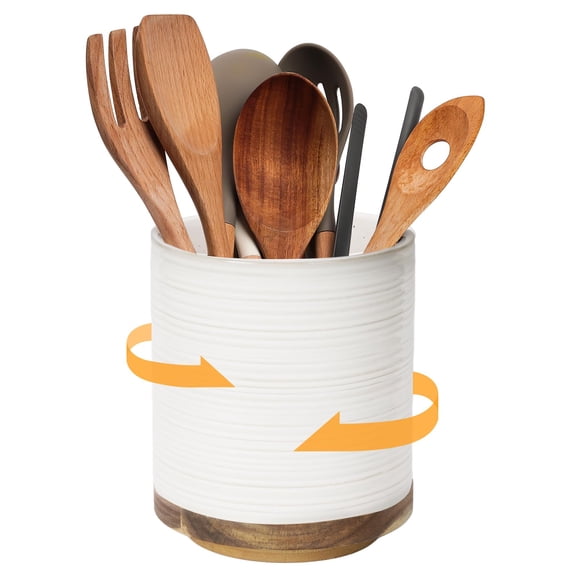 Soporte para utensilios de cocina DOWAN, giratorio 360°, extra grande, blanco