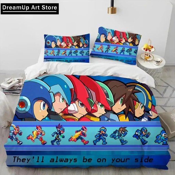 Rockman Megaman GameBedding Set Cute Quilt Cover Bed Cover With Pillowcase Boys