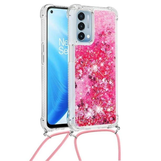 Funda FOXDOCK para OnePlus Nord N200 5G con Cuerda Ajustable, Brillo Líquido, Protección Antigolpes y Lente – Ideal para Regalo