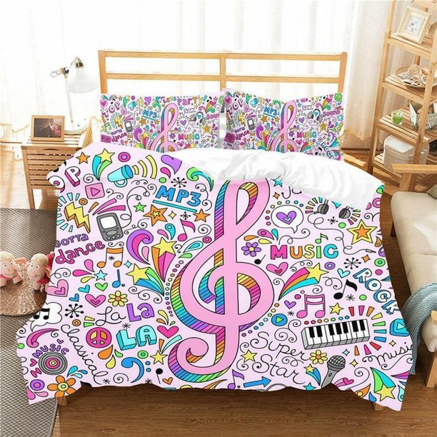 Music Piano Element Black White Quilt Duvet Cover Set Bedding Doona Cover3-Piece Bedding Set