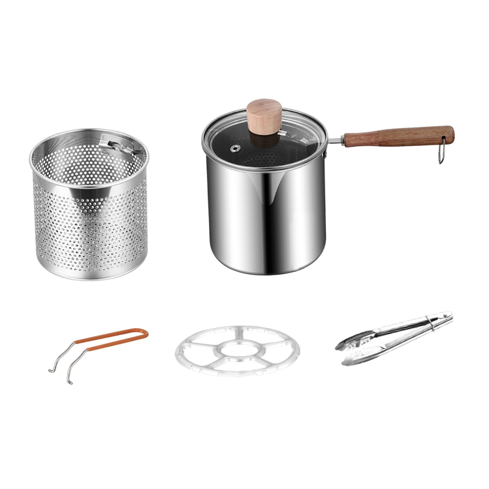 Bothyi - Sartén Para Freír Papas Fritas Con Tapa, Olla Pequeña Para El Hogar, Sartén Para Leche, Olla Freidora Profunda Estilo C