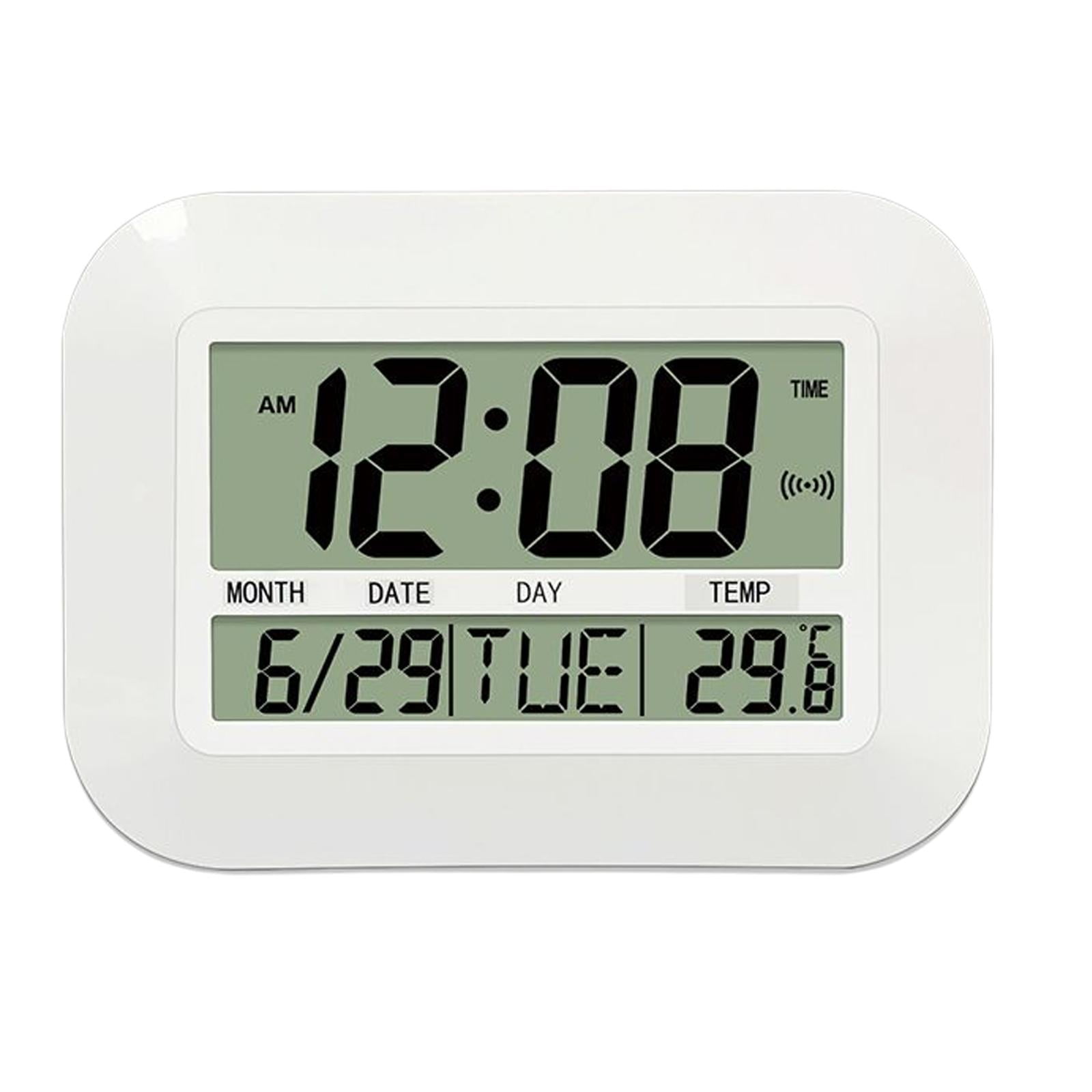 Magideal - Reloj De Pared Digital Grande, Calendario, Reloj De Pared, Reloj Despertador Con Día/fecha/temperatura Para De Noche, Decoración Para Hogar,