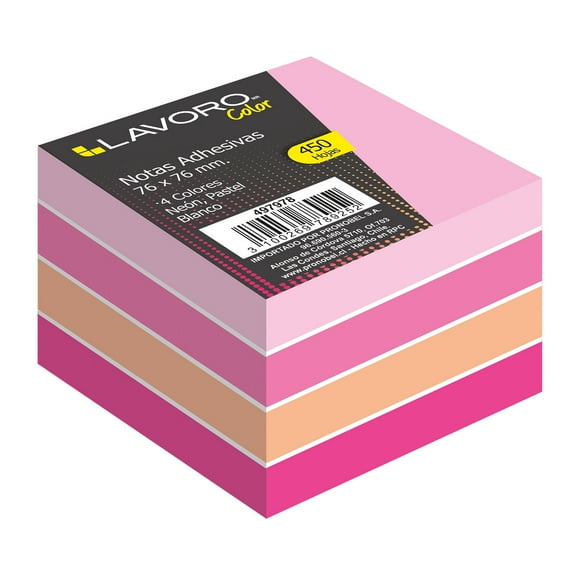 Nota Adhesiva 76x76 mm Rosado Lavoro
