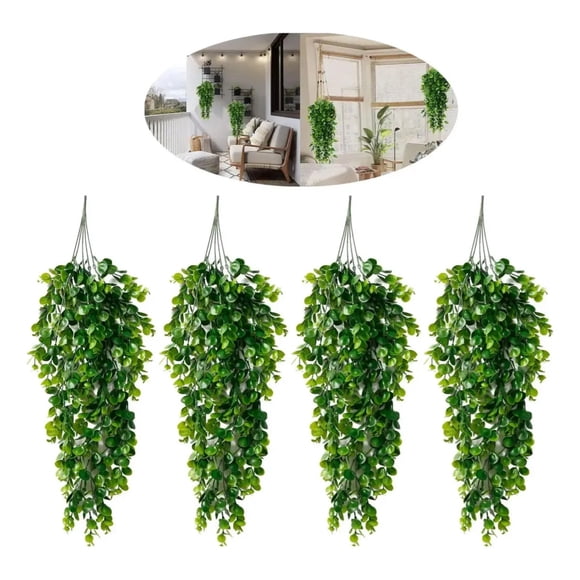 4pcs Planta Colgante Artificiales Hojas Redonda De Eucalipto