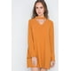 thumbnail image 1 of Vestido Mini Liso con Escote en V y Manga Larga, 1 of 5