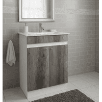 Modern Space - Mueble Vanitorio 60X47 Cm Gris Con Lavamanos Y Grifería ¡Listo Para Instalar!