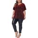 thumbnail image 2 of Agnes Orinda Blusas de Mujer Tallas Grandes Cuello en V Metálico Manga Corta Camiseta Tops de Fiesta 3X Burdeos, 2 of 6