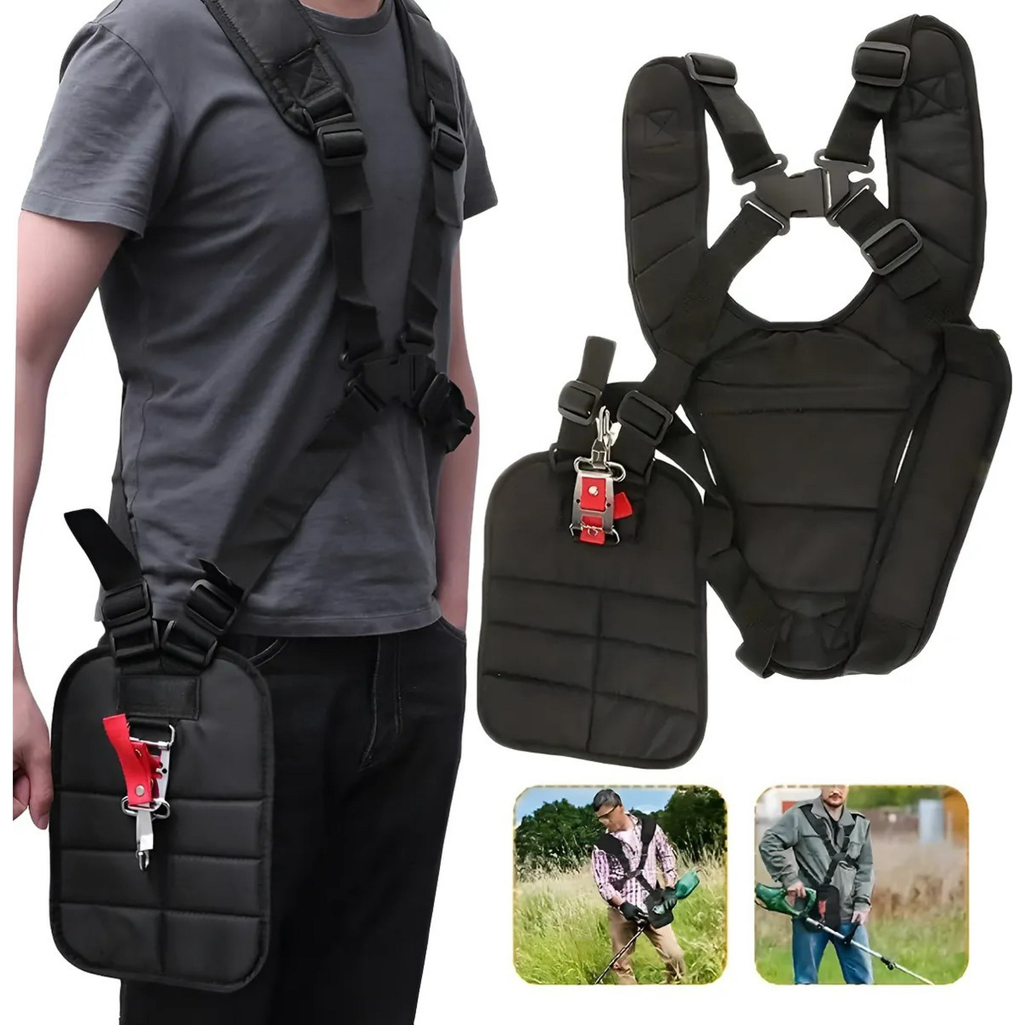 Genérica - Arnés Premium Acolchado Desmalezador Corta Cesped Orilladora Negro