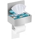 thumbnail image 1 of Portarrollos de papel higiénico con estante y espacio de almacenamiento, dispensador de toallitas húmedas para baño, montaje en pared de acero inoxidable: oculta tus toallitas (grande, níquel cepillad, 1 of 6