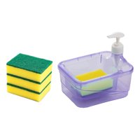 Magideal - Dispensador De Jabón Y Soporte Para Estropajo, Organizador De Encimera Para Fregadero, Botella Con Bomba De Jabón Líquido Multifuncional Para El Hogar