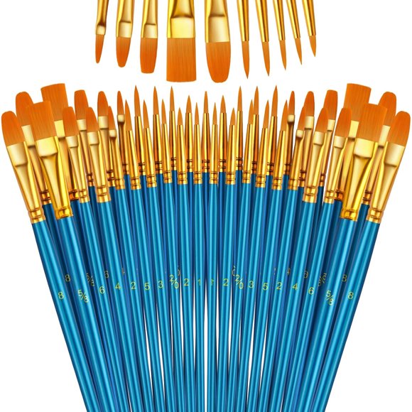 Set de Pinceles LIDCOM 50 Piezas Punta Redonda y Fina