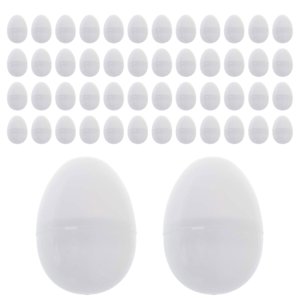 Magideal - Decoración De Pascua Huevos De Pascua Blancos Para Decorar Arte Vacío Decorativo Diy Pintura Huevos Huevos De Pascua Rellenables Para Oficinas Tiendas 50 Pcs