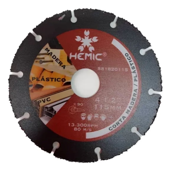Disco Corta Madera plastico 115mm Hemic Negro