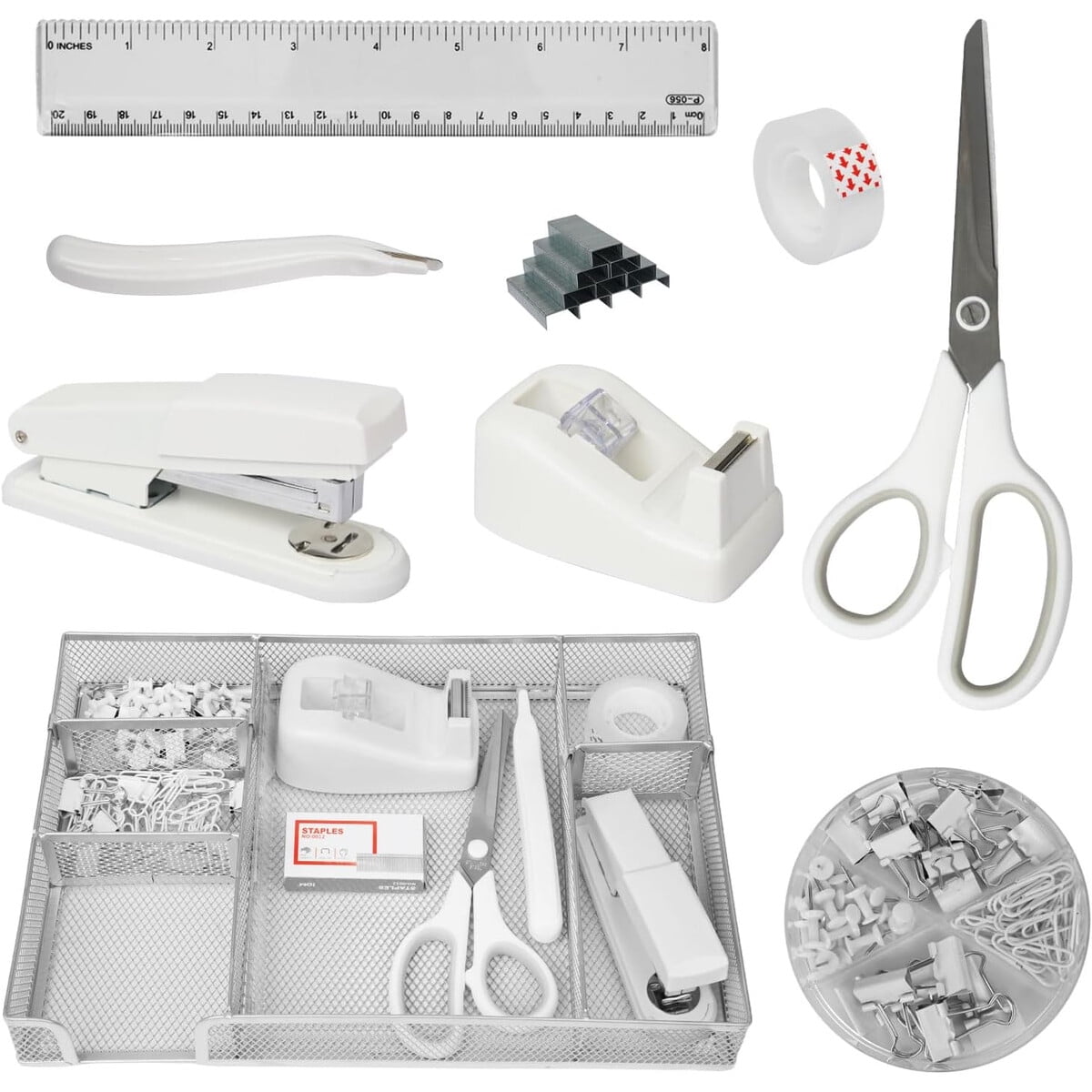 Rawill - Set Organizador De Escritorio Blanco 9 Piezas Abs