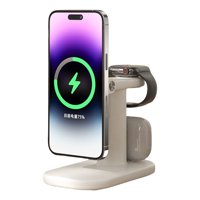 Genérico - Cargador Magnético 3 En 1 Estación De Carga Inalámbrica Súper Rápida Para Iphone 16/15/14/13/12 Pro Watch Series Airpods-Blanco
