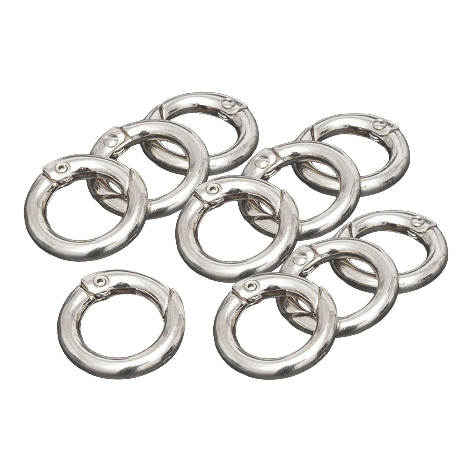 Magideal - Mosquetón Redondo De Aleación De 10 Uds., Clip A Presión, Hebilla De Llavero De Resorte, Accesorio De Organización Diy Para Bolso, Monedero, Llavero C , Argenta 20Mm