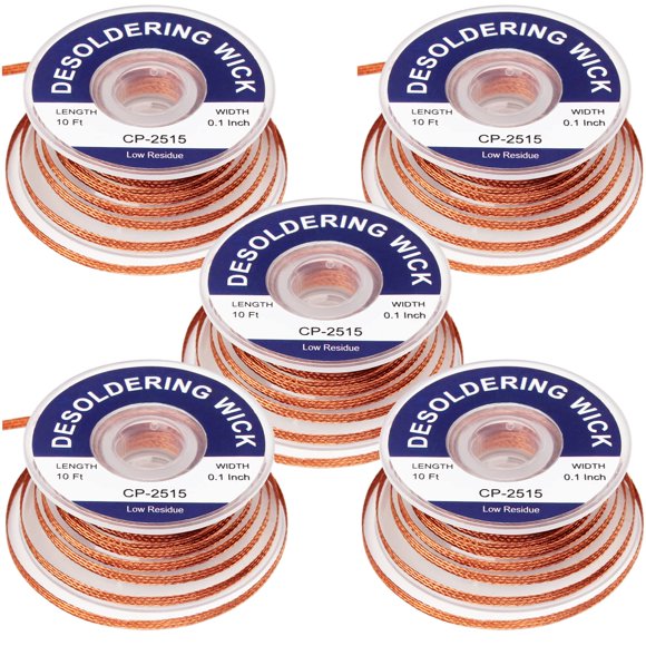 Solder Wicks Lesnow, 10 pies de largo, 5 piezas, desoldadora sin limpiar