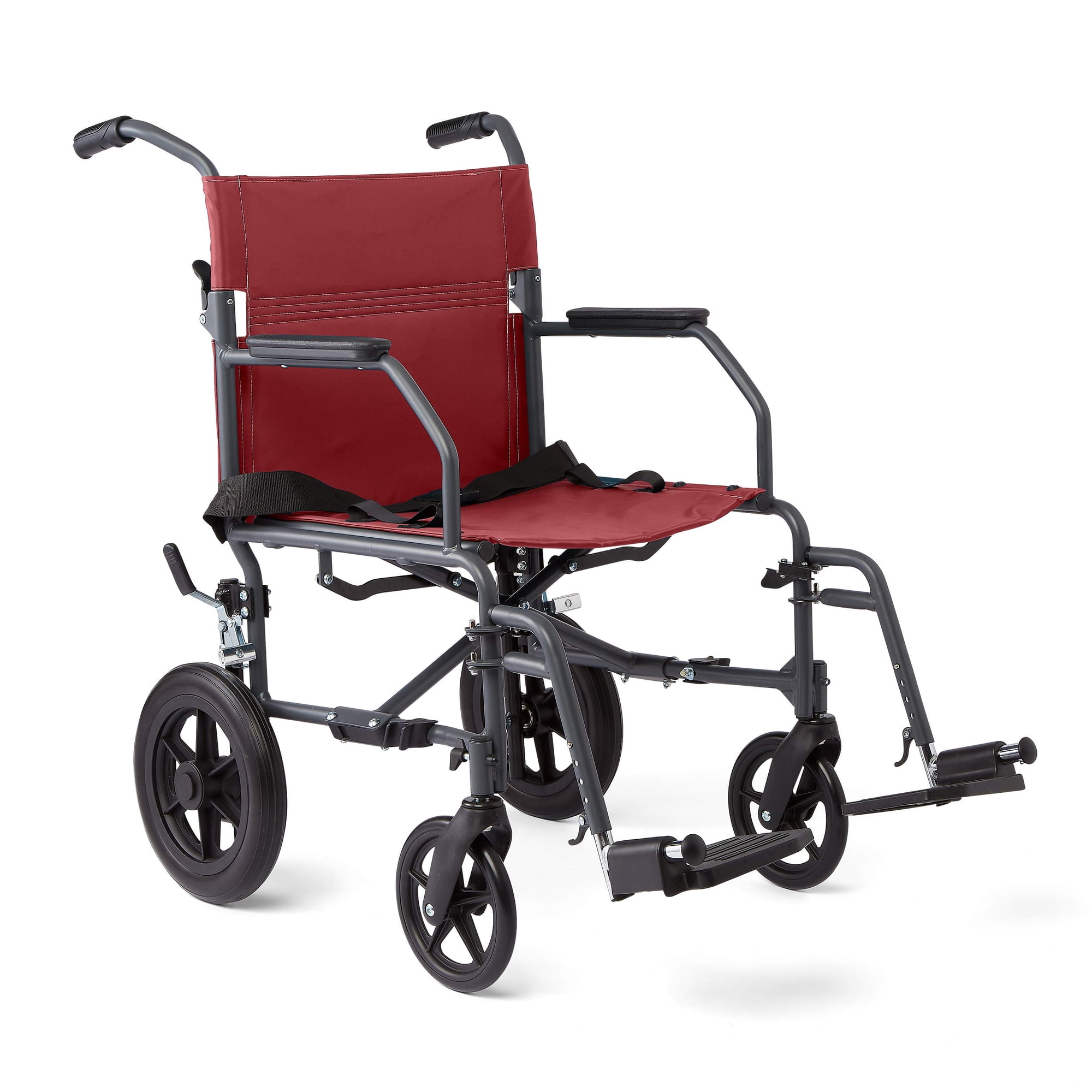 Silla De Transporte Medline Basic De Acero Con Brazos Completos, 12 Ruedas