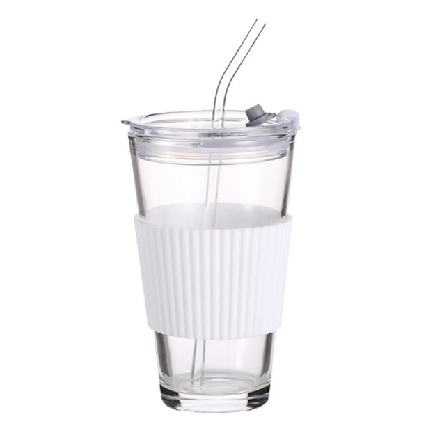 Vasos para beber Vasos de vidrio con tapa Vasos de agua con pajitas