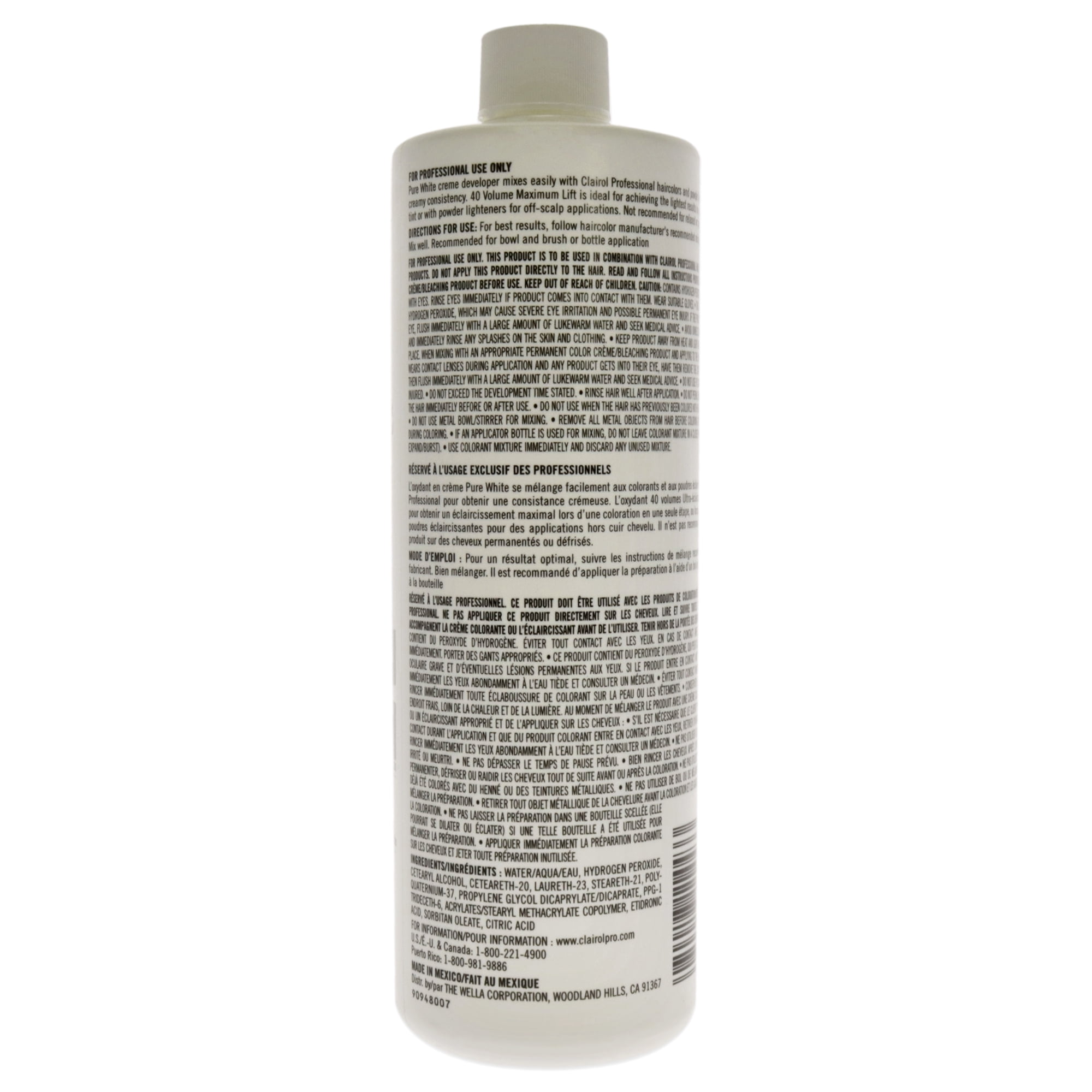 Clairol - Desarrollador En Crema De Volumen Blanco Puro De Para Unisex - Aclarador